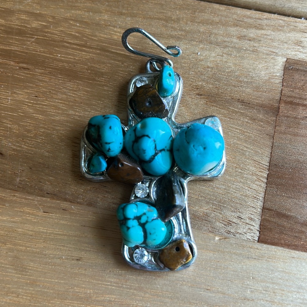 Turquoise and brown cross